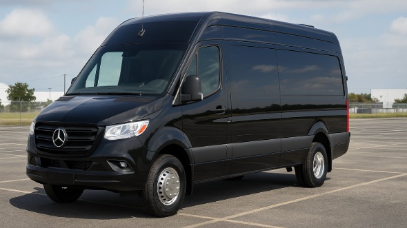 Exterior of Woodland Party Bus Company's 14 Passenger Sprinter Limousine in Woodland