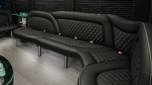 Interior of Sacramento Party Bus Company's 18 Passenger Party Bus in Sacramento