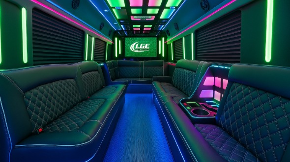 Interior of Davis Party Bus Company's 20 Passenger Party Bus in Davis