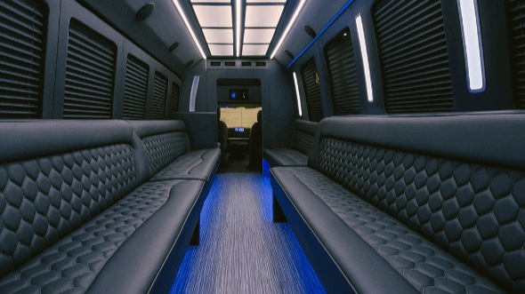 Interior of Rocklin Party Bus Company's 25 Passenger Party Bus in Rocklin