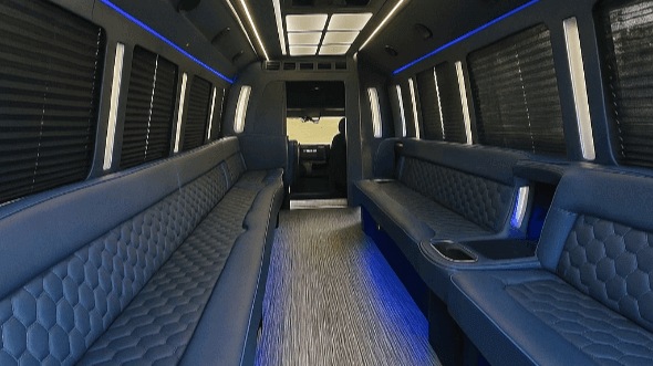 Interior of Roseville Party Bus Company's 25 Passenger Party Bus in Roseville