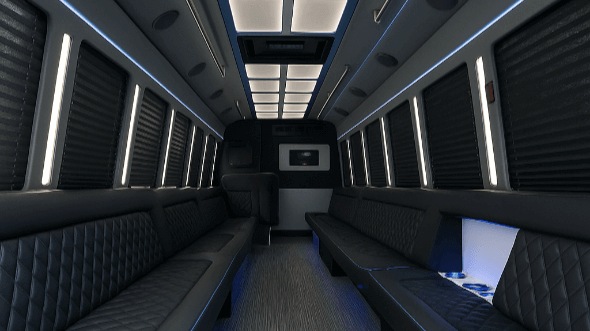 Interior of Elk Grove Party Bus Company's 28 Passenger Party Bus in Elk Grove