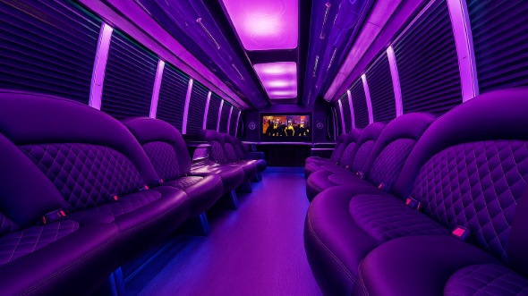 Interior of Citrus Heights Party Bus Company's 40 Passenger Party Bus in Citrus Heights