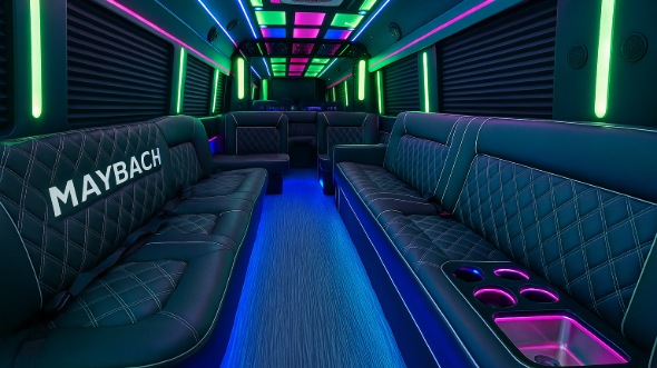 Interior of Folsom Party Bus Company's 40 Passenger Party Bus in Folsom
