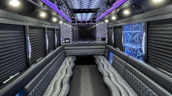 Interior of Sacramento Party Bus Company's 40 Passenger Party Bus in Sacramento