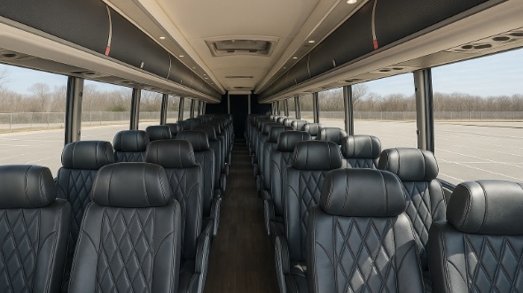 Interior of Sacramento Party Bus Company's 44 Passenger Charter Bus in Sacramento