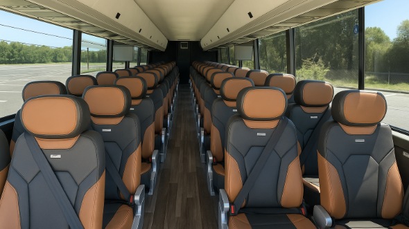 Interior of Sacramento Party Bus Company's 45 Passenger Charter Bus in Sacramento