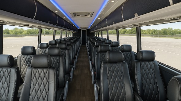 Interior of Sacramento Party Bus Company's 48 Passenger Charter Bus in Sacramento
