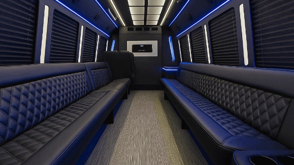 Interior of Elk Grove Party Bus Company's 50 Passenger Party Bus in Elk Grove