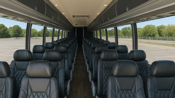 Interior of Sacramento Party Bus Company's 54 Passenger Charter Bus in Sacramento