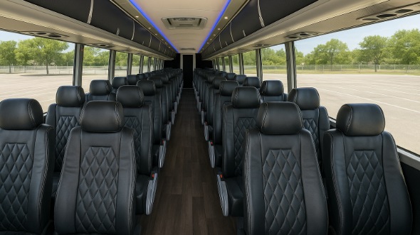 Interior of Sacramento Party Bus Company's 55 Passenger Charter Bus in Sacramento