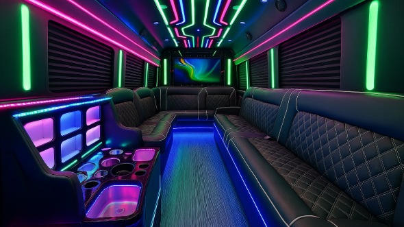 sacramento 25 passenger party bus inside