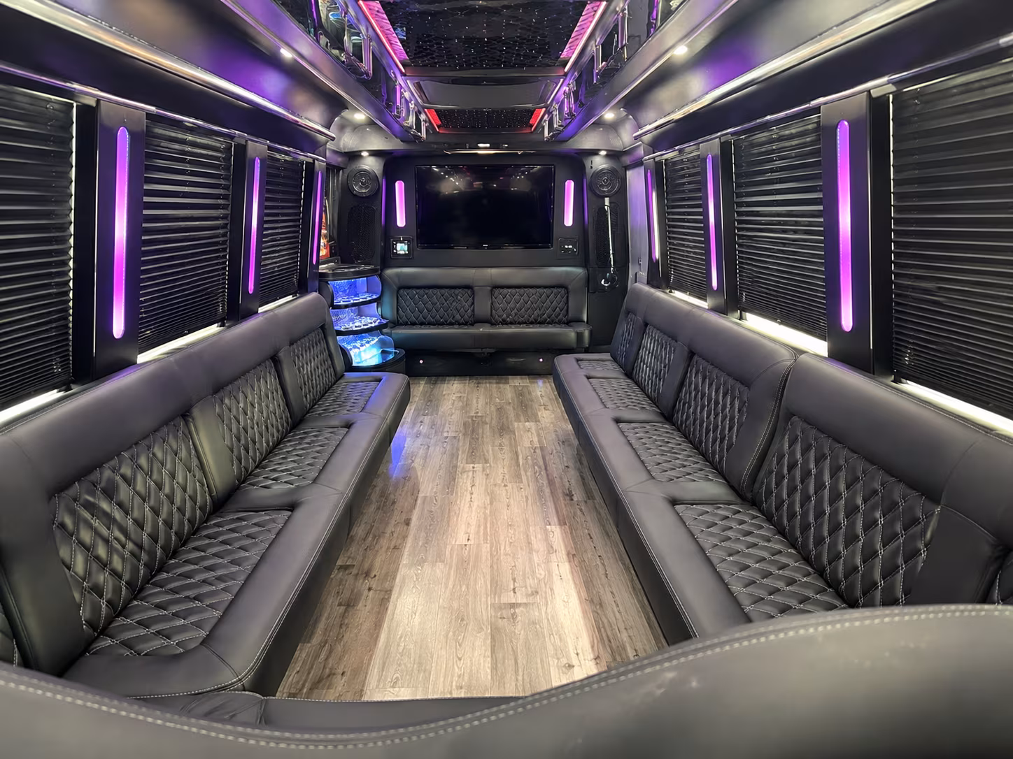 Sacramento Bachelor & Bachelorette Transportation party bus interior