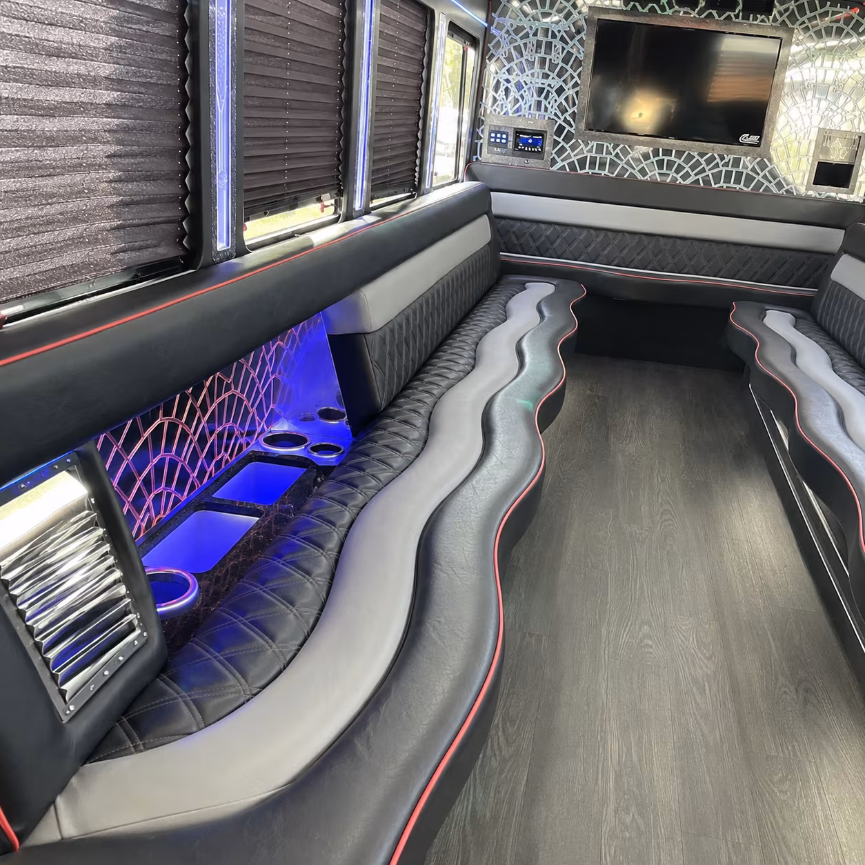 Sacramento Birthday, Sweet 16, & Quinceañera Transportation party bus interior