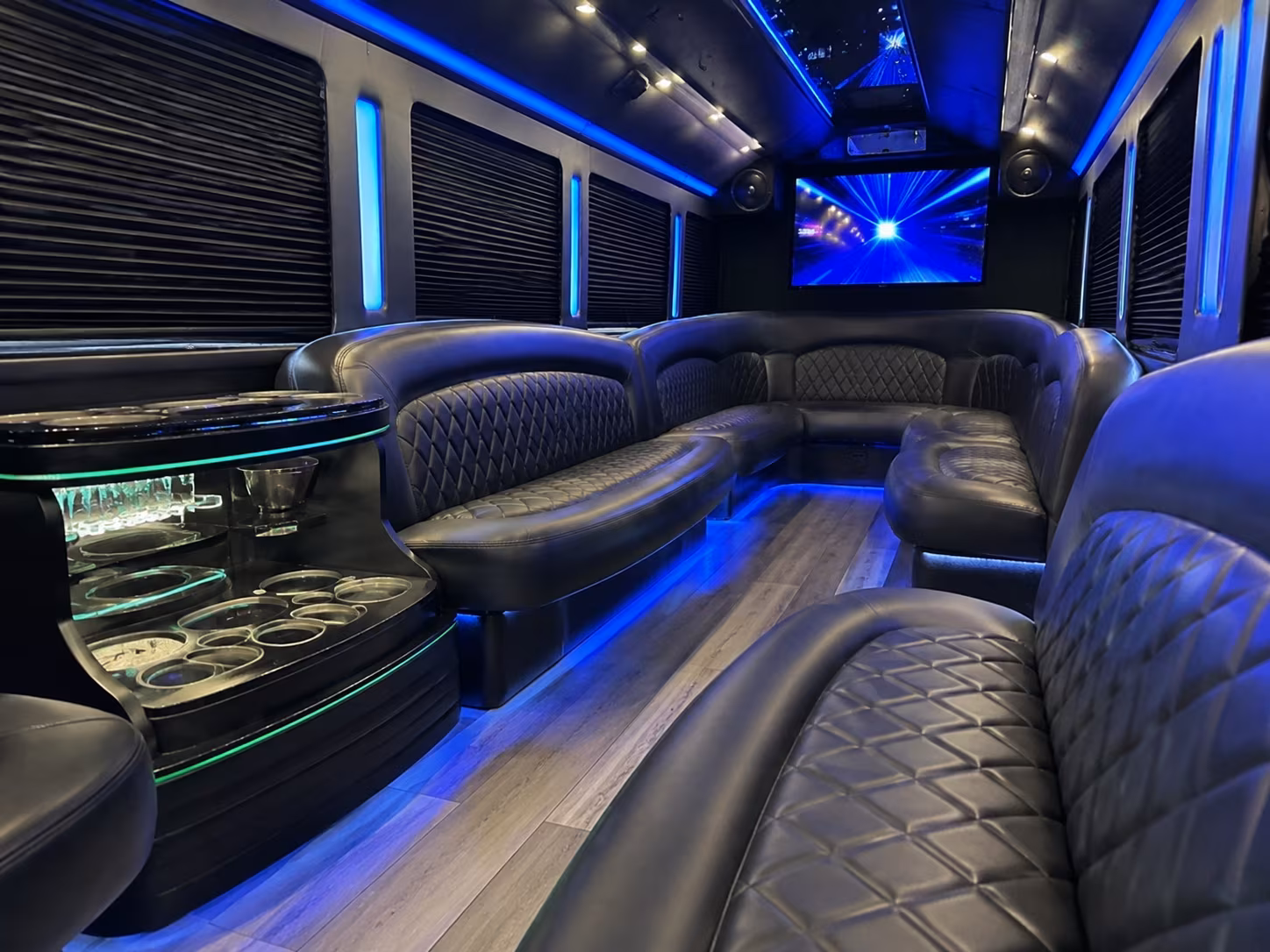 Sacramento Birthday, Sweet 16, & Quinceañera Transportation party bus exterior