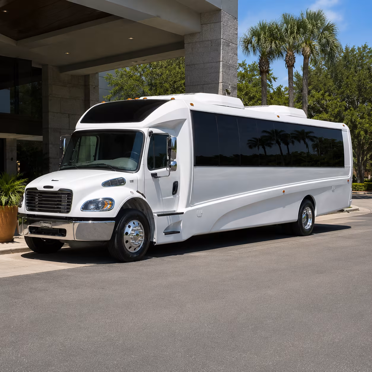 Sacramento School Event Transportation party bus exterior